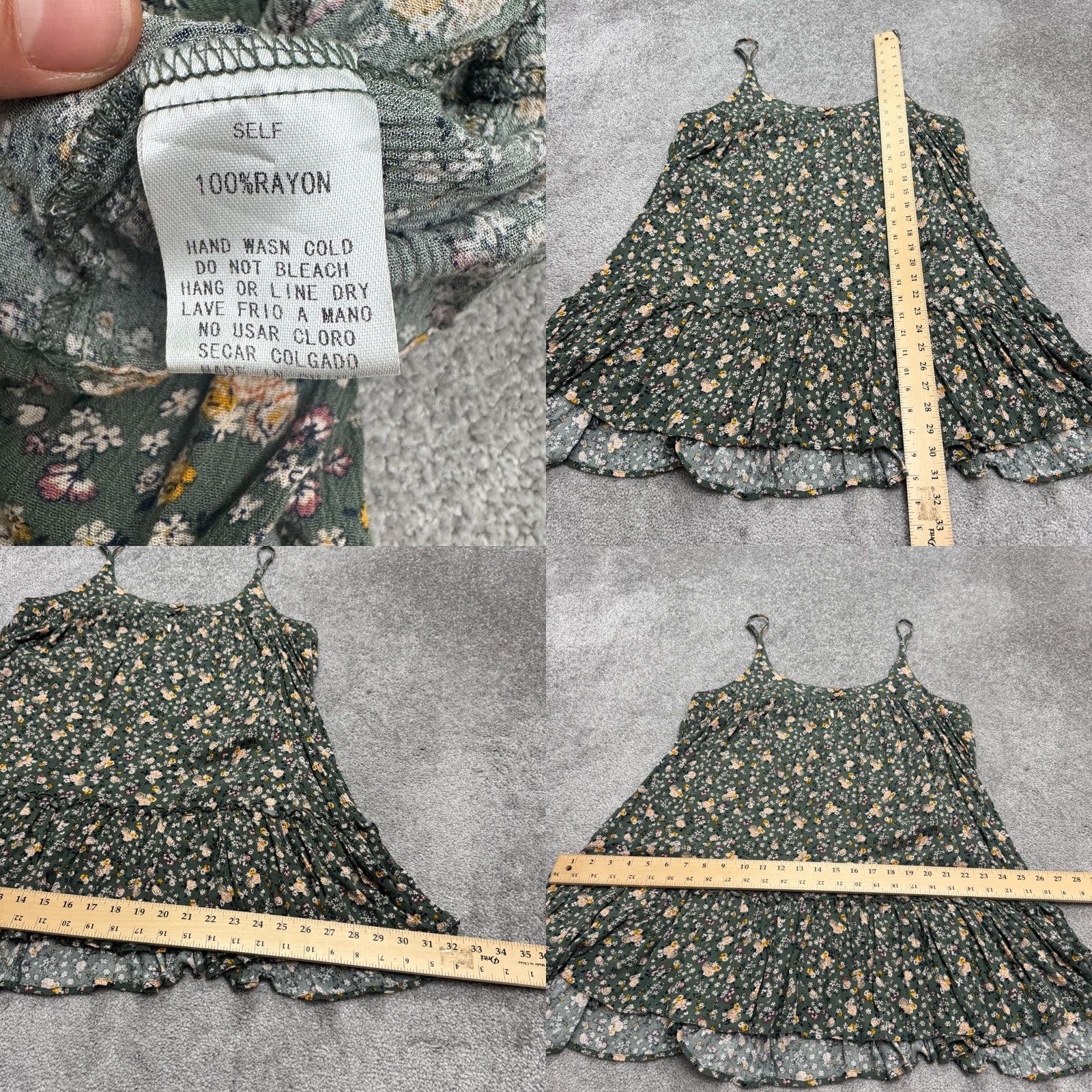 Vintage Easel Green Floral Spaghetti Rayon Sundress Womens Medium Midi? Size L / US 10 / IT 46 - 8 Thumbnail