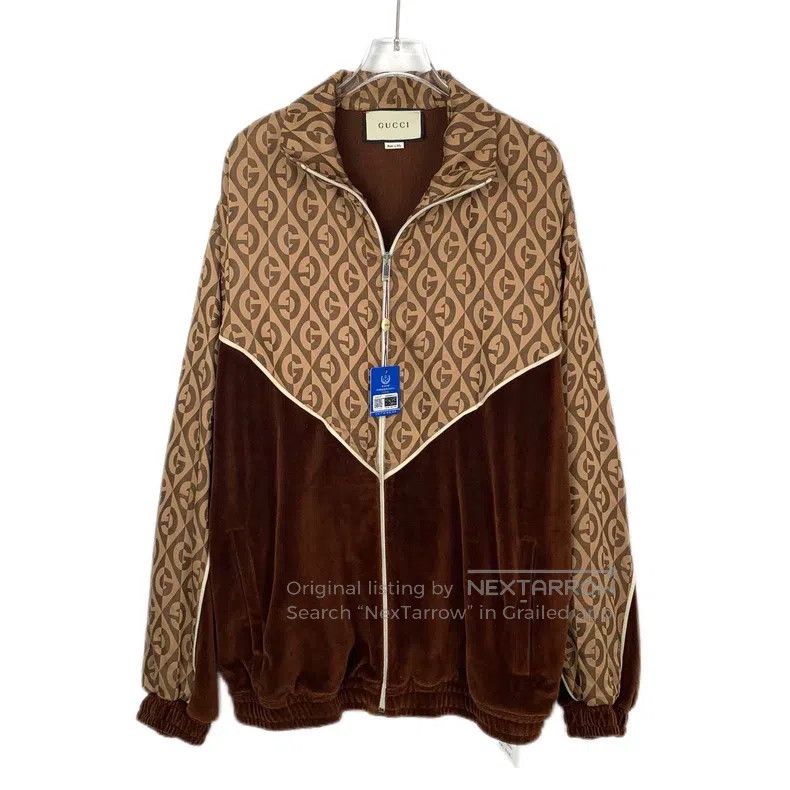 Gucci Gucci Brown letter stitching velvet zipper jacket Size US XS / EU 42 / 0 - 1 Thumbnail
