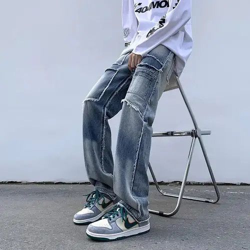 Designer Pants wide legs retro stitched edges punk american style Size US 30 / EU 46 - 3 Thumbnail