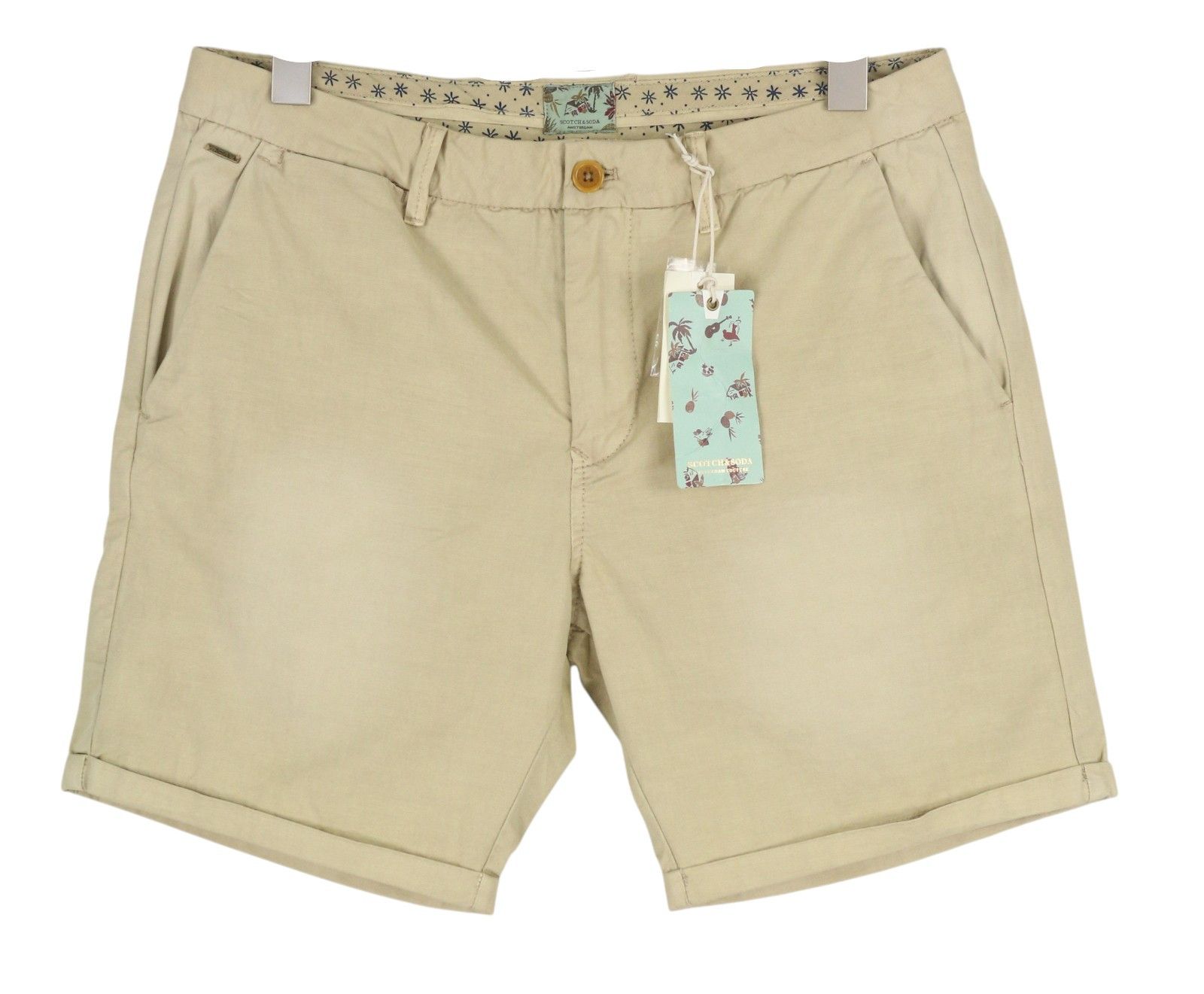 Scotch & Soda W29 Chino Washed Brown Turn-Up Zip Fly Logo 84179 Size US 29 - 1 Thumbnail