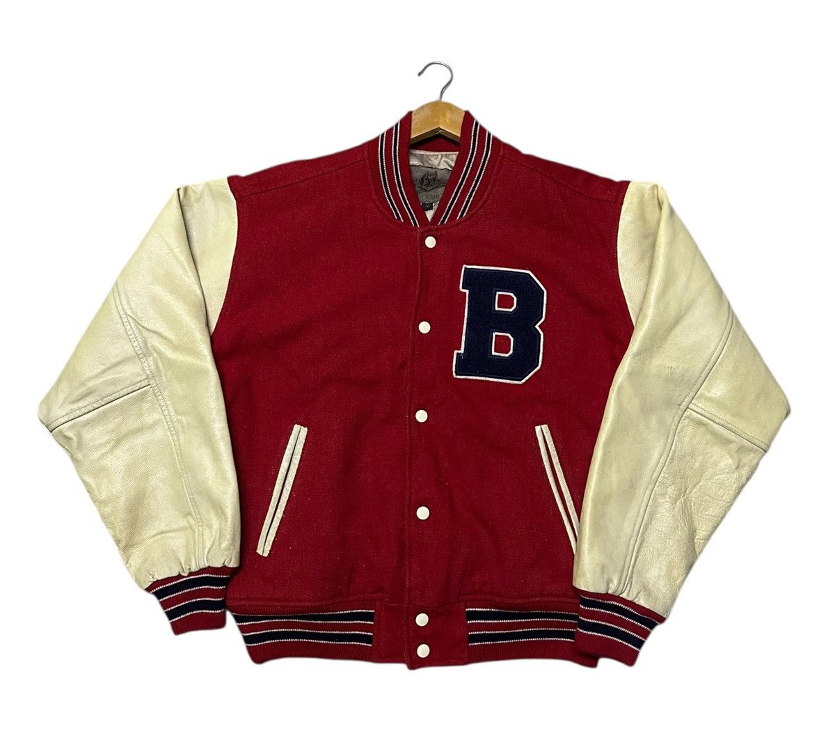 Golden Bear Vintage 90s Bear surf wool leather varsity jacket backhit Size US M / EU 48-50 / 2 - 3 Thumbnail