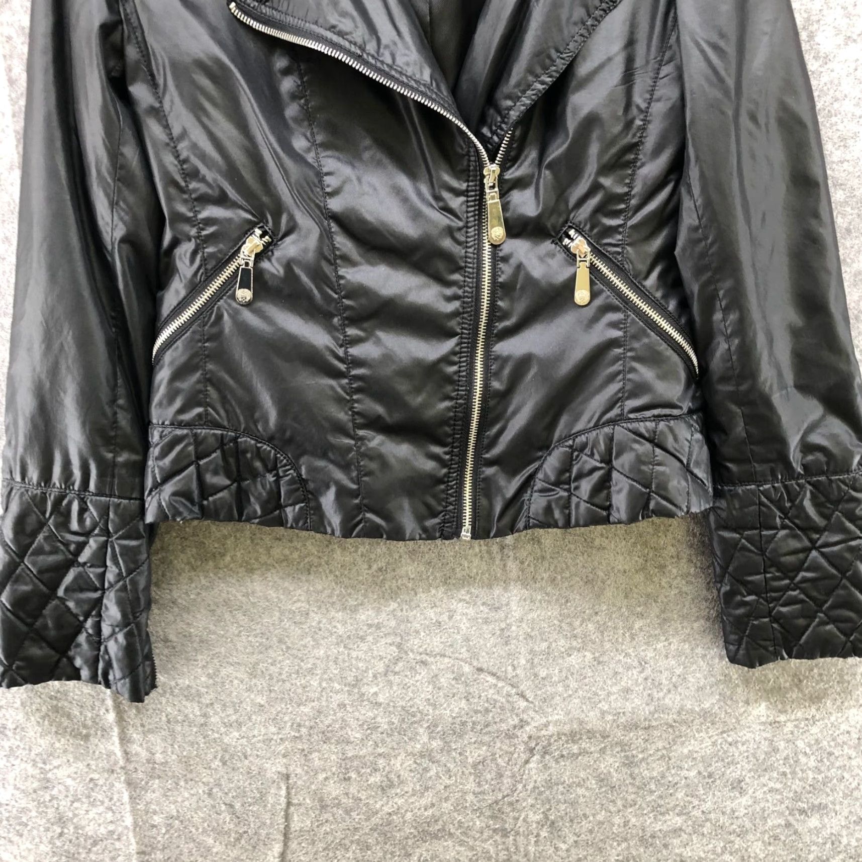 Vince Camuto Vince Camuto Moto Jacket Womens S Black Softshell Insulated Lightweight Zip Short Sleeve Regular Size S / US 4 / IT 40 - 4 Thumbnail
