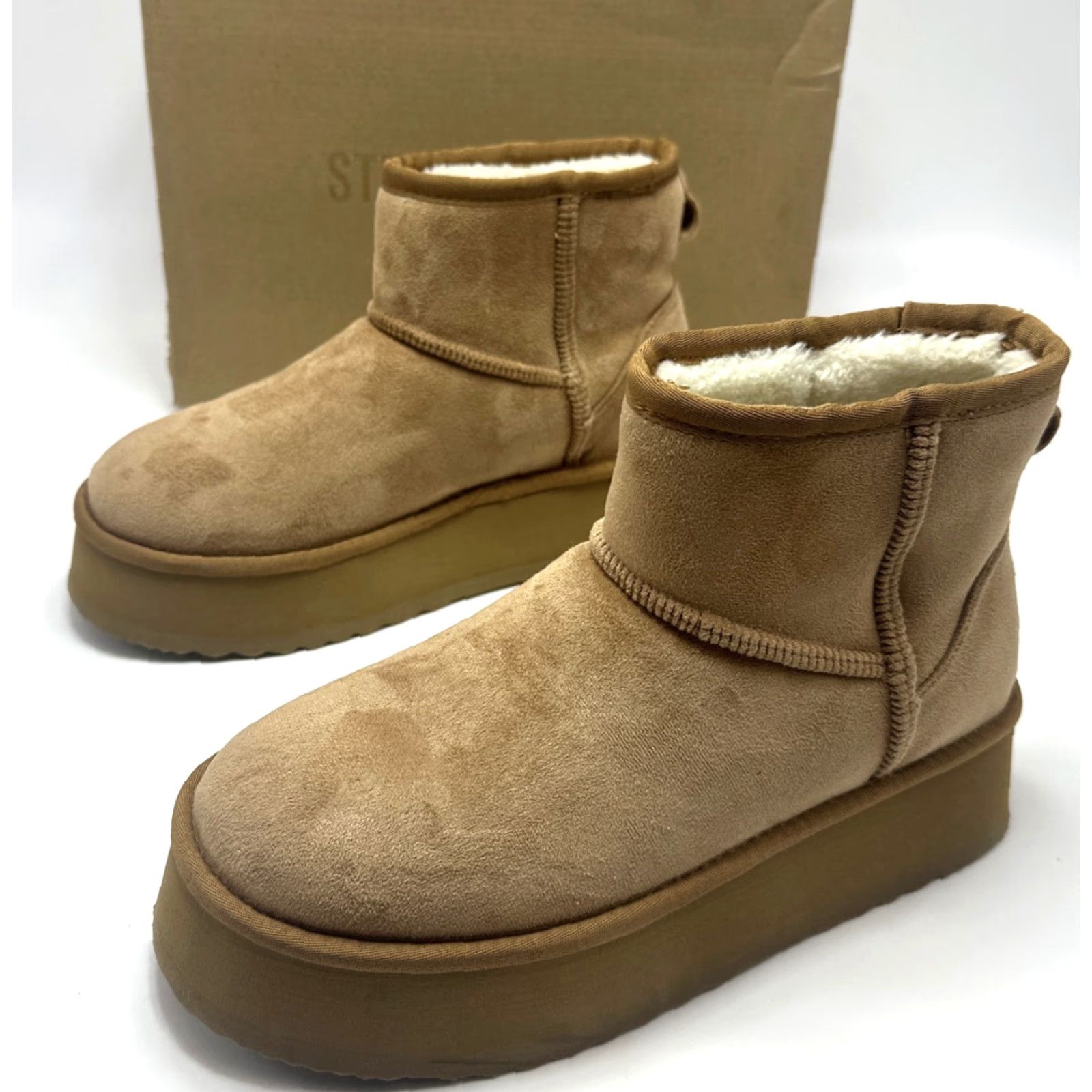 Steve Madden Steve Madden Women's Enchanting Ankle Platform Boot Chestnut 8 Rubber Outsole Cushioned Comfort Platform Microsuede Fall Winter Size US 8 / IT 38 - 2 Thumbnail
