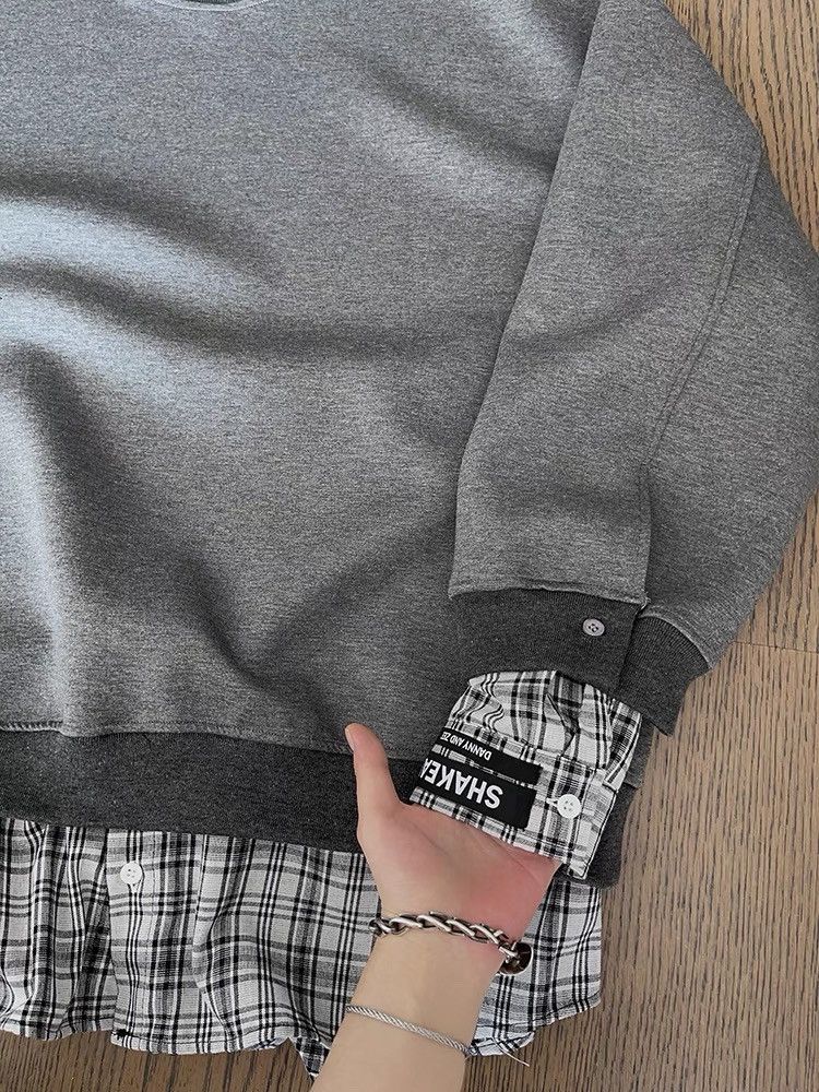 Japanese Brand × Vintage Retro y2k layered plaid shirt oversized sweatshirt Size US XL / EU 56 / 4 - 7 Thumbnail
