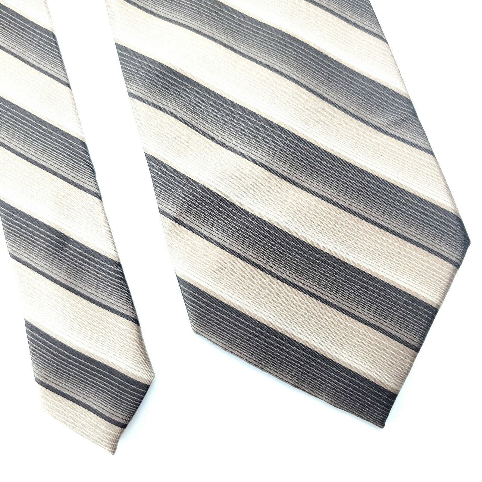 Pierre Cardin Pierre Cardin Brown Striped Short Silk Tie Size ONE SIZE - 1 Thumbnail