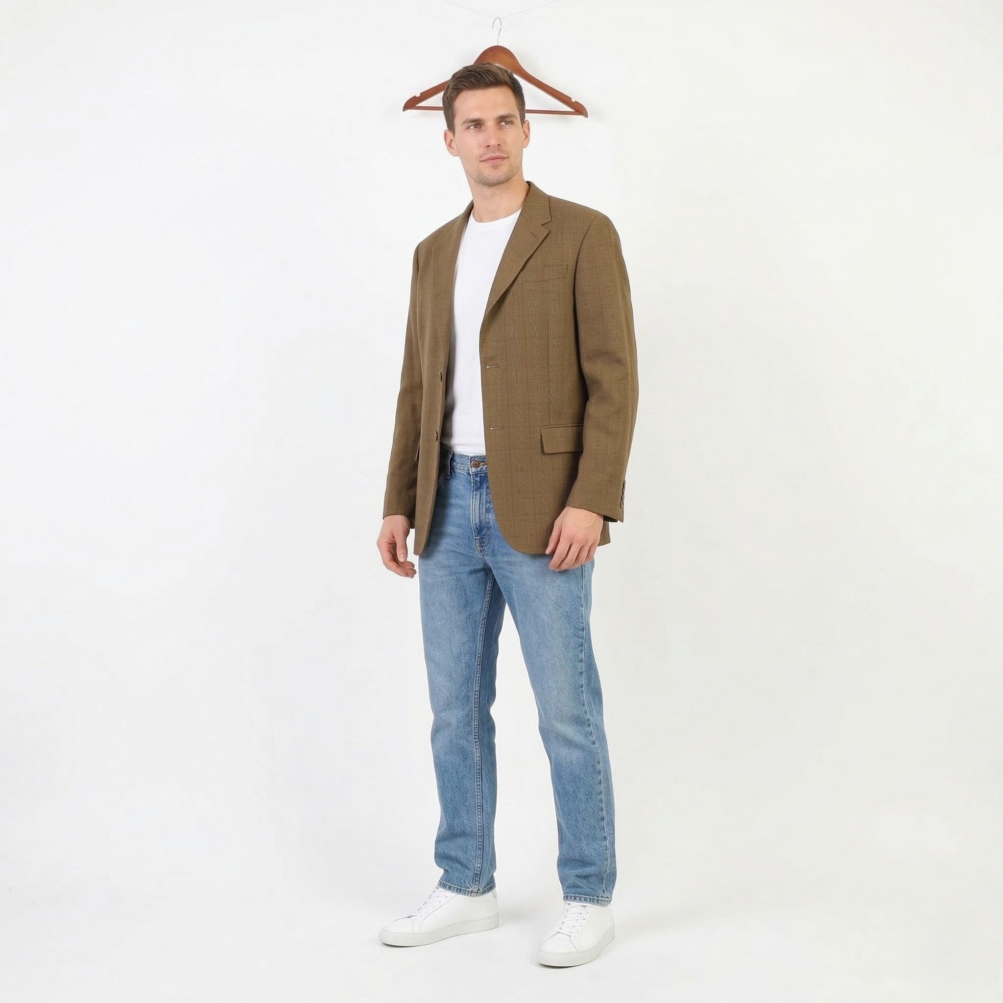 United Colors Of Benetton United Colors Of Benetton Men 44 54 Blazer Brown Cotton 0259 Size 44R - 1 Thumbnail
