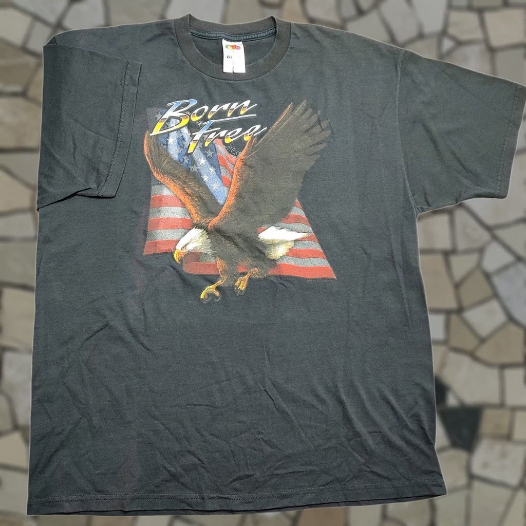 Fruit Of The Loom VINTAGE 90s Fruit of the Loom T-Shirt XL Faded Black Eagle United States Mens Size US XL / EU 56 / 4 - 1 Thumbnail