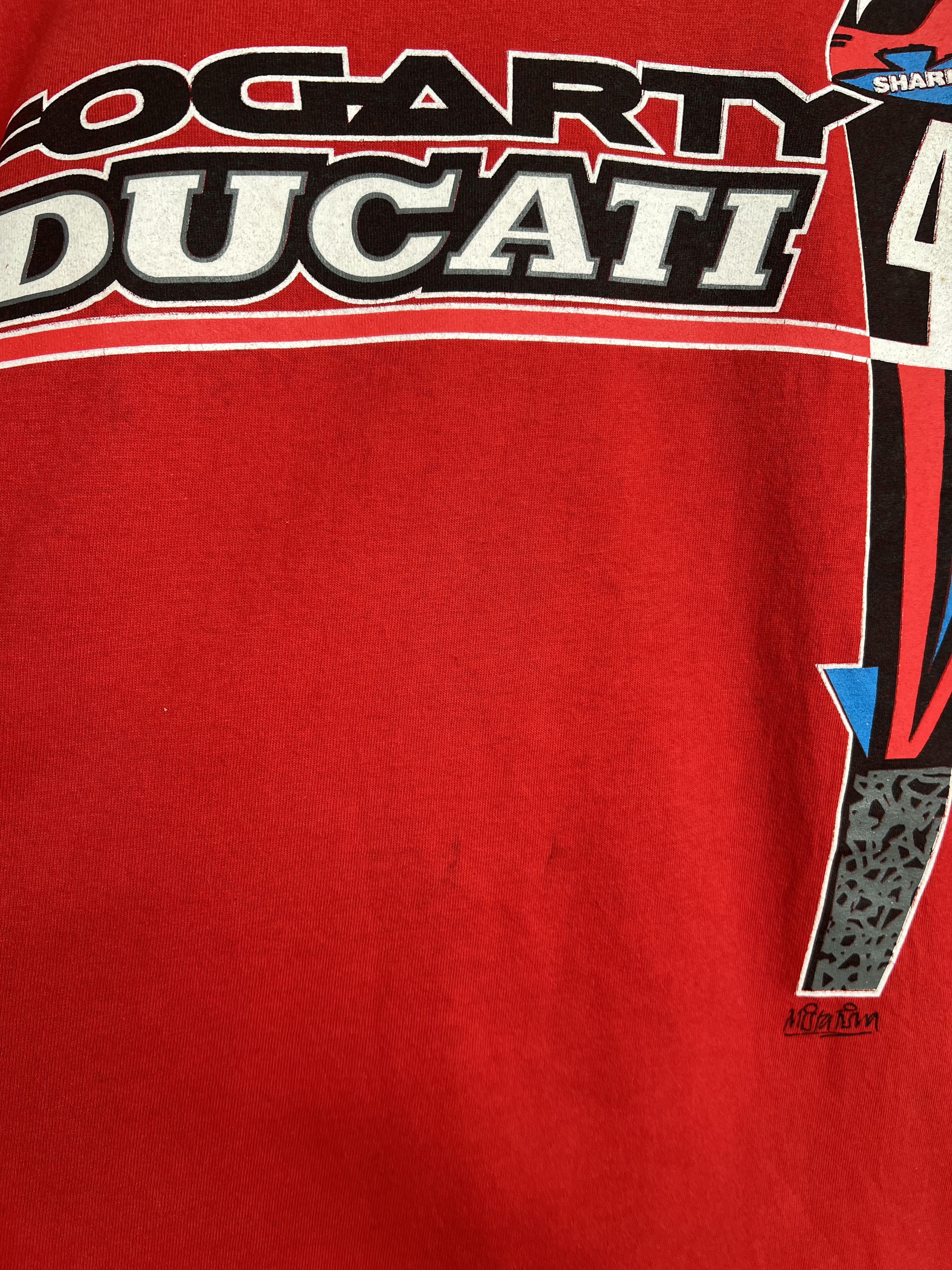 Ducati Vintage 90s Ducati Carl Fogarty Foggy Moto Racing T-shirt Size US XL / EU 56 / 4 - 12 Thumbnail