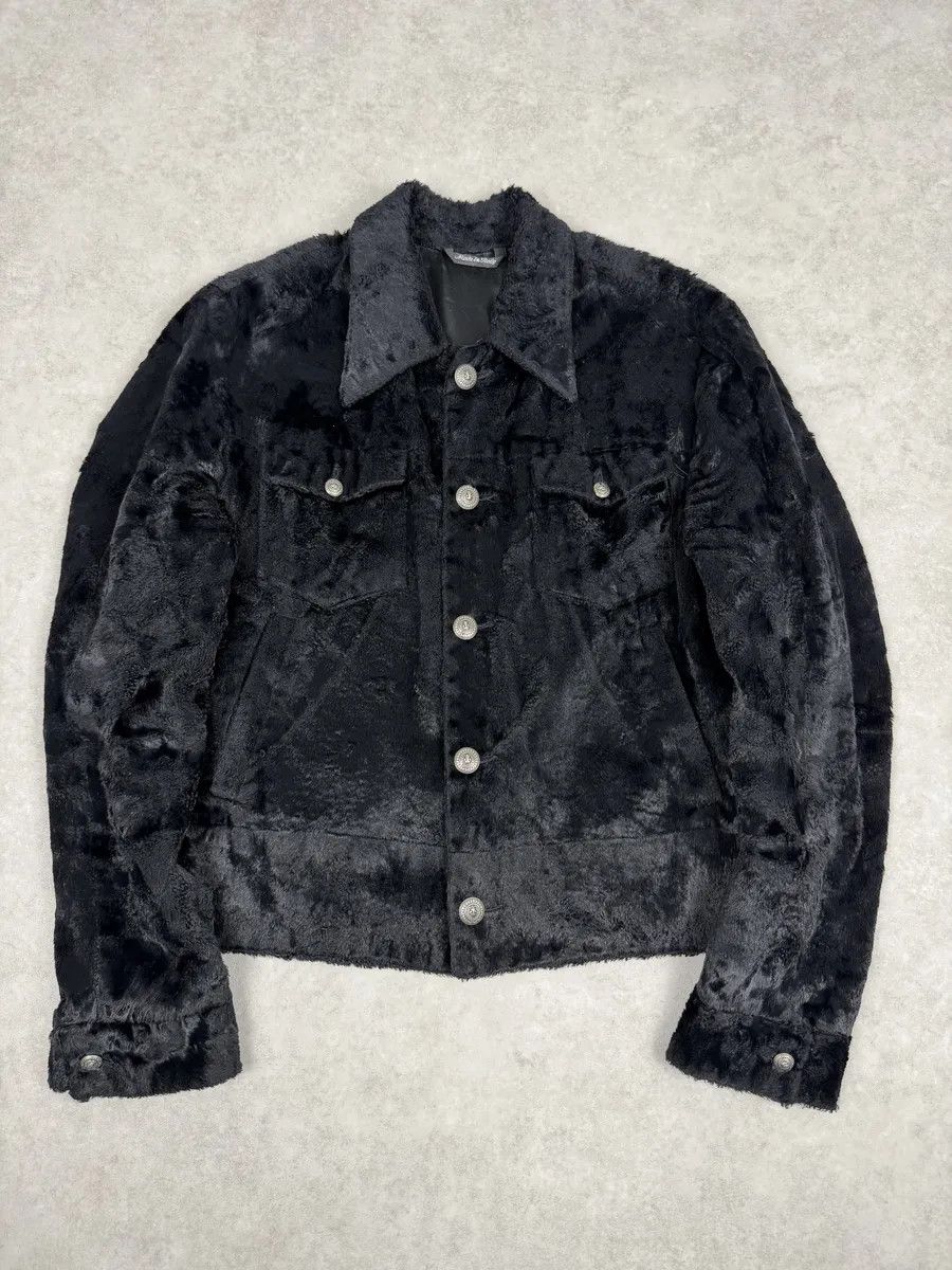 Versace 2000s Versace Faux Fur Black Buttoned Jacket Size US S / EU 44-46 / 1 - 1 Thumbnail