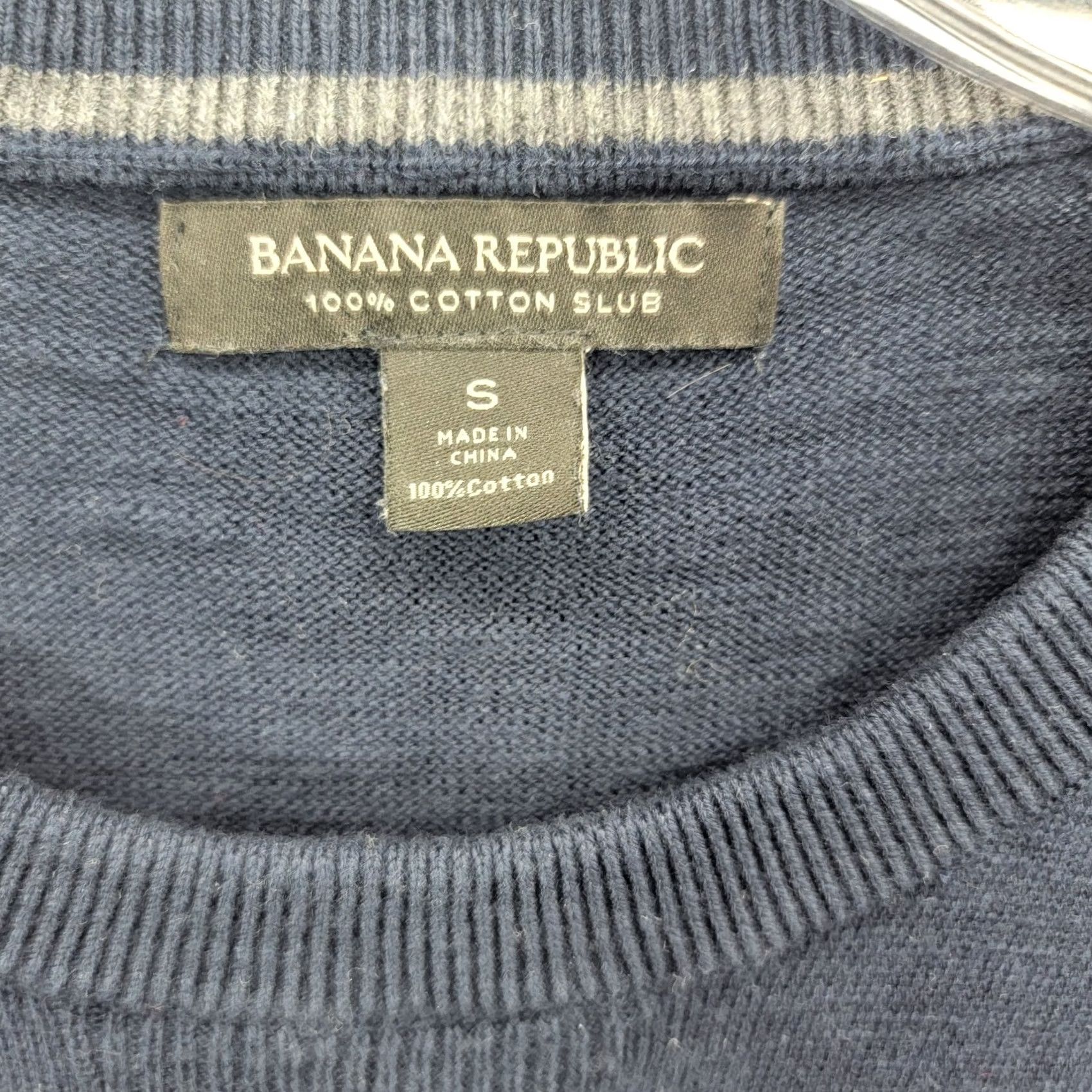 Banana Republic Banana Republic Sweater Mens S Blue Cotton Slub Pullover Size US S / EU 44-46 / 1 - 2 Thumbnail