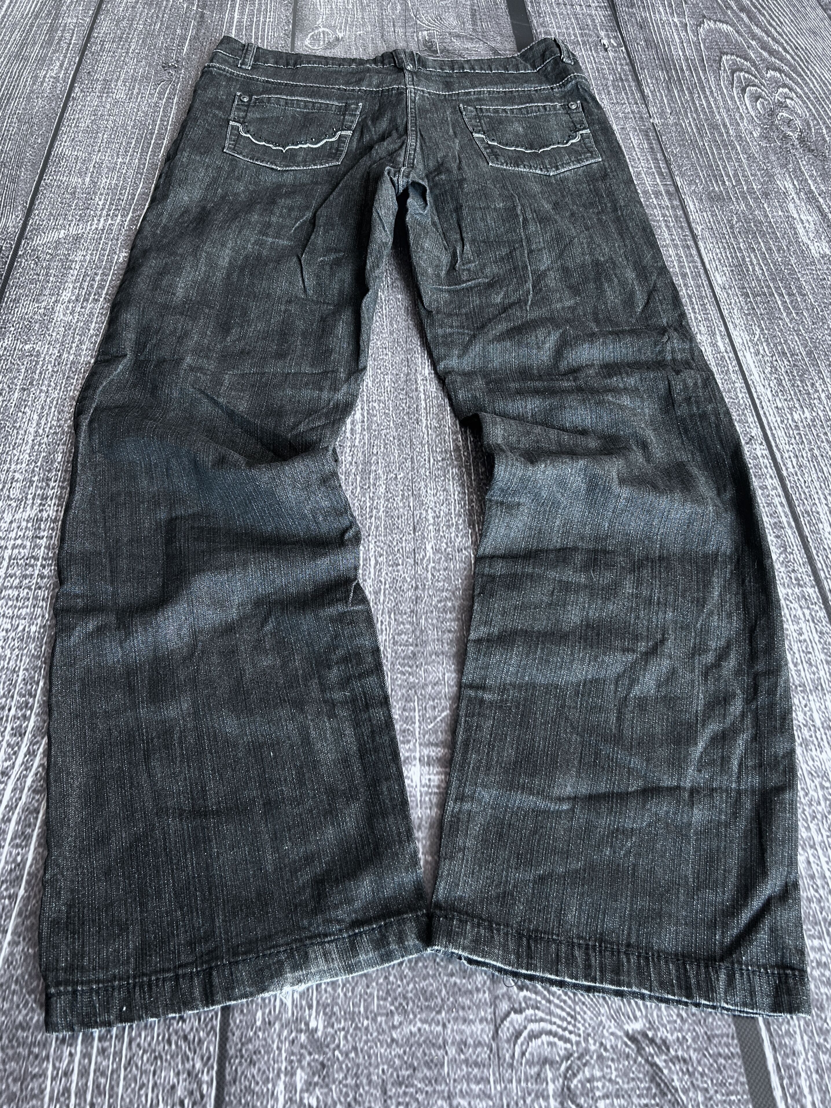 Vintage Black Wide Leg Denim Jeans Minimal Baggy Streetwear Fit Size US 32 / EU 48 - 2 Thumbnail
