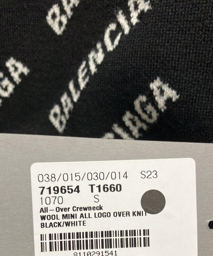 Balenciaga o1la1rc1a1124 All-Over Crewneck Sweater in Black/White Size US S / EU 44-46 / 1 - 5 Thumbnail