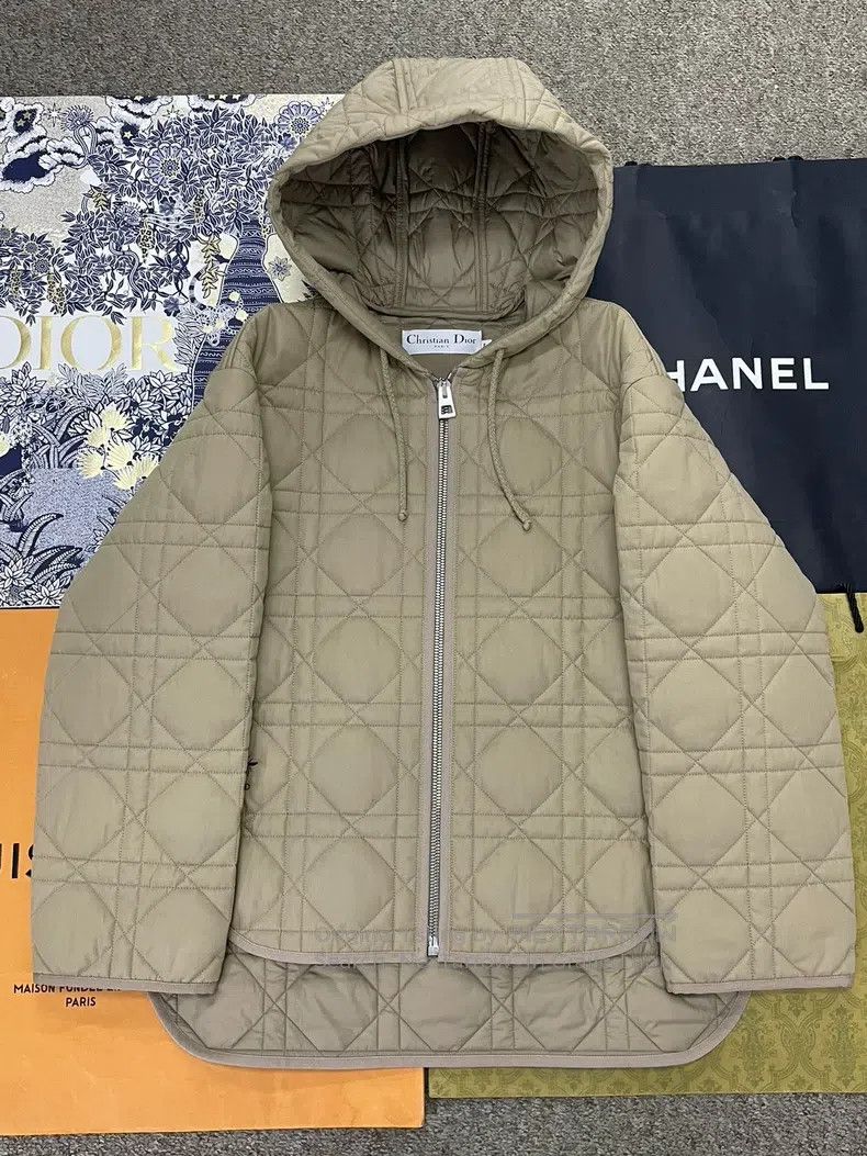 Dior Dior Khaki rattan plaid hooded cotton jacket Size XS / US 0-2 / IT 36-38 - 1 Thumbnail