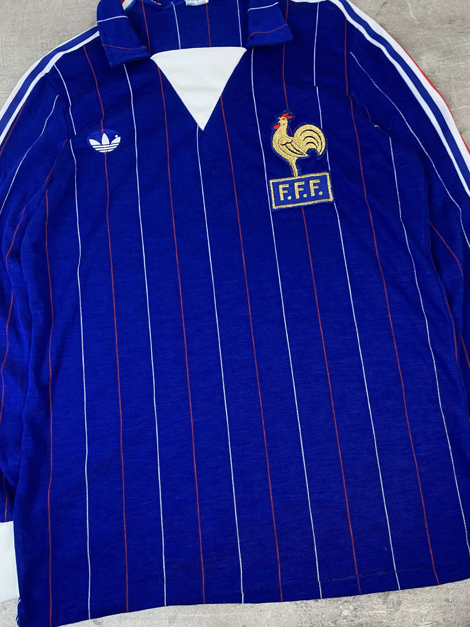 Adidas Vintage Adidas France Blue Jersey Soccer 1980s Longsleeve Size US S / EU 44-46 / 1 - 4 Thumbnail