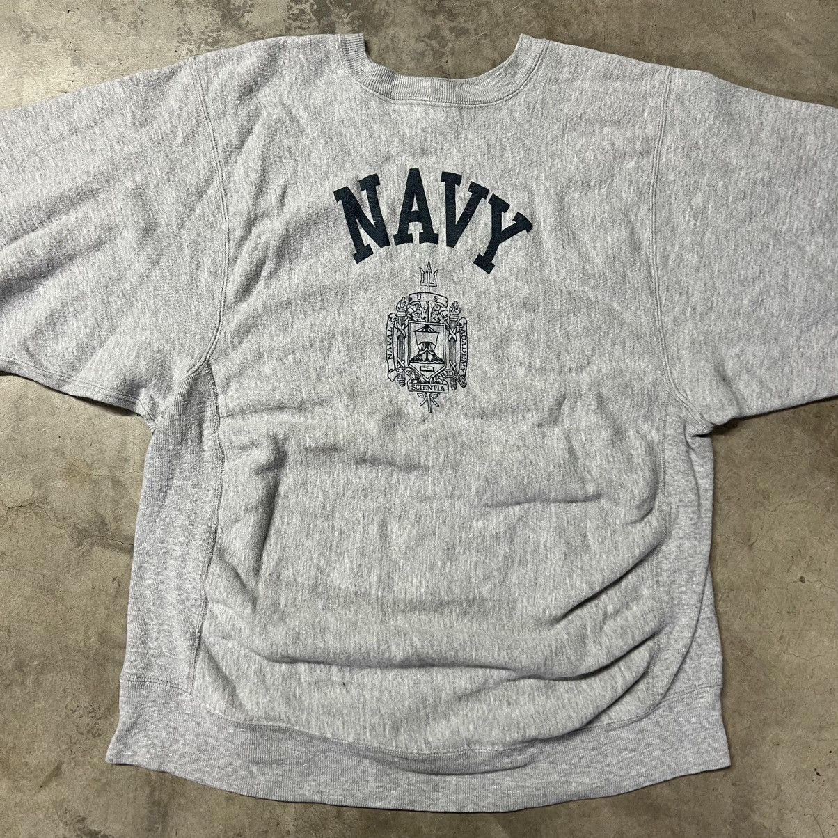 Vintage Vintage 90’s U.S. NAVY 🇺🇸 Reverse-Weave Crewneck Sweater Size US XL / EU 56 / 4 - 1 Thumbnail