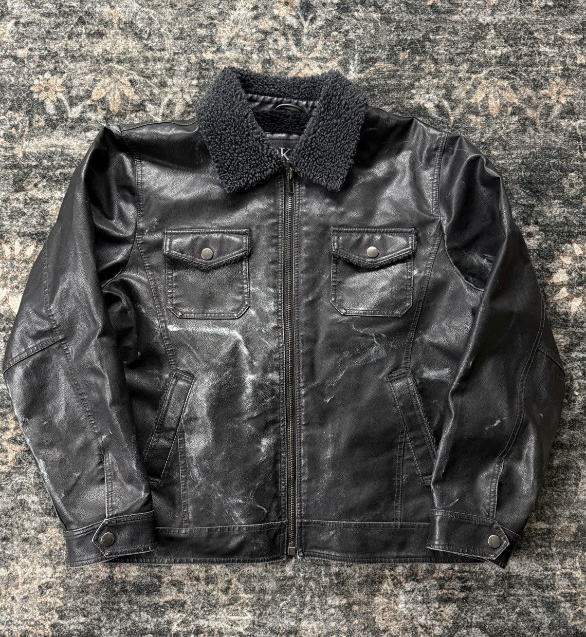 BKE BKE Black Sherpa Leather Jacket Size US L / EU 52-54 / 3 - 1 Thumbnail