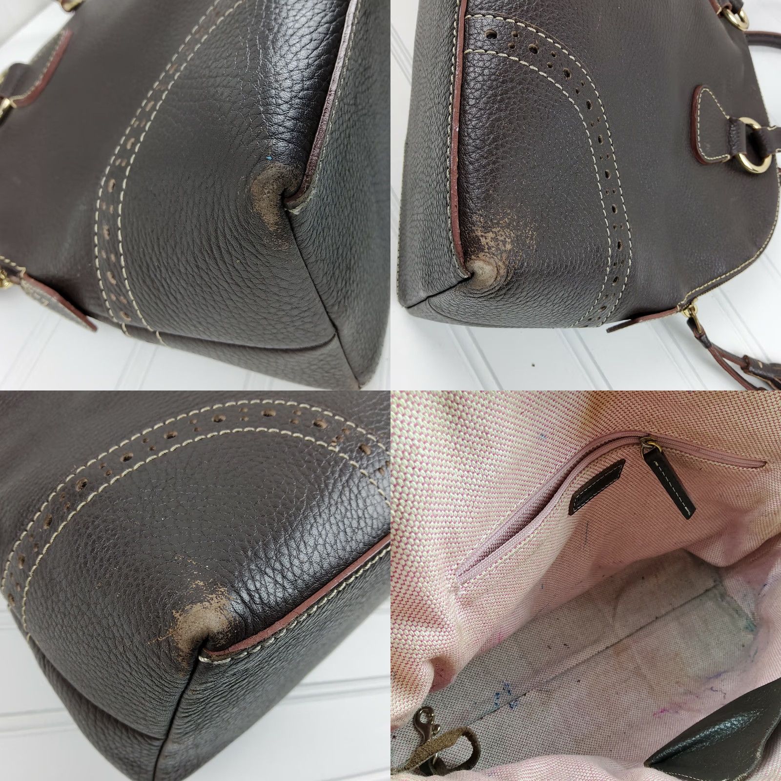 Dooney & Bourke Dooney & Bourke Pebbled Leather Satchel Shoulder Handbag Purse Brown Medium Women Bag Satchel Leather Brown Pebble Pattern 90s? Size ONE SIZE - 8 Thumbnail