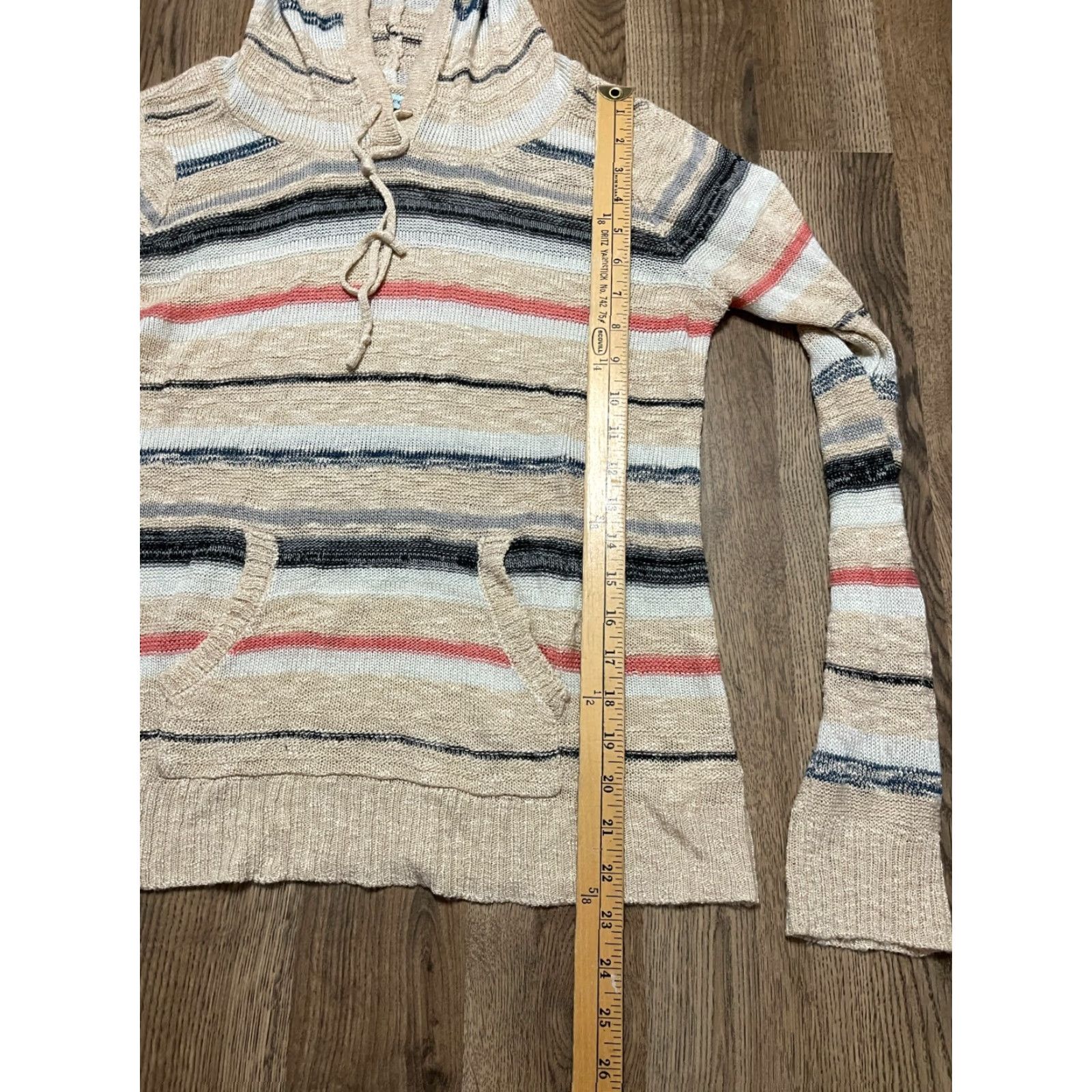 Vintage Maurices Hoodie Womens Medium White Black Striped Pullover Drawstring Casual Regular Modern Size M / US 6-8 / IT 42-44 - 6 Thumbnail