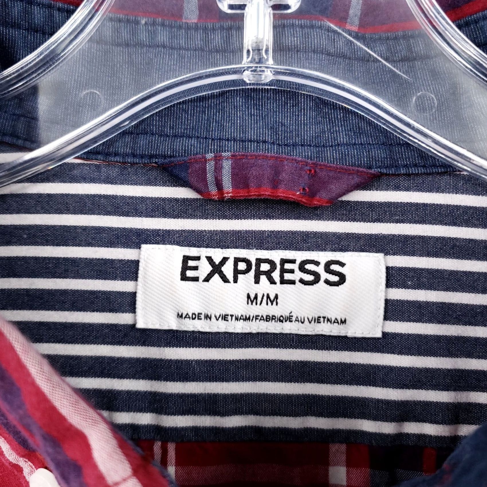Express Express Mens M Medium Red Plaid Button-Down Long Sleeve Shirt Business Casual Size US M / EU 48-50 / 2 - 3 Thumbnail