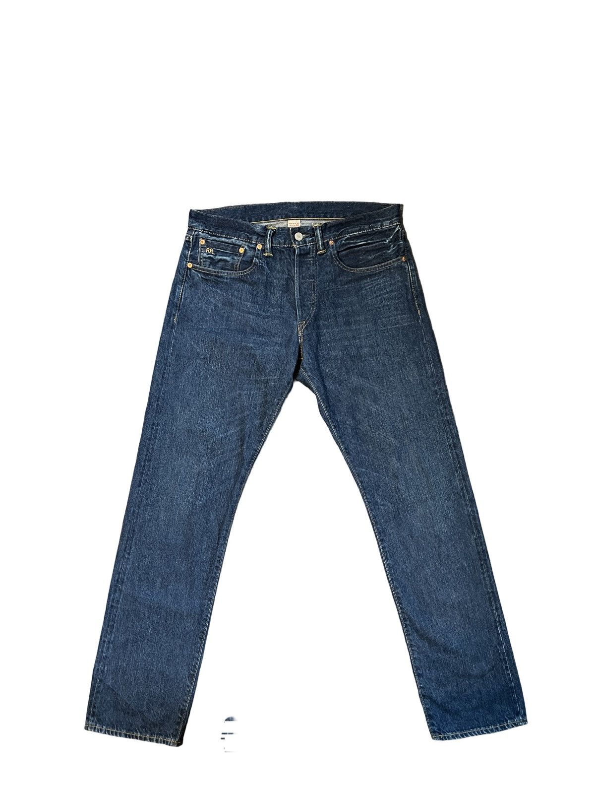 image of Rrl Ralph Lauren Ralph Laurent Rrl Selvedge Jeans Slim Straight Fit in Dark Blue Wash (Size 32)