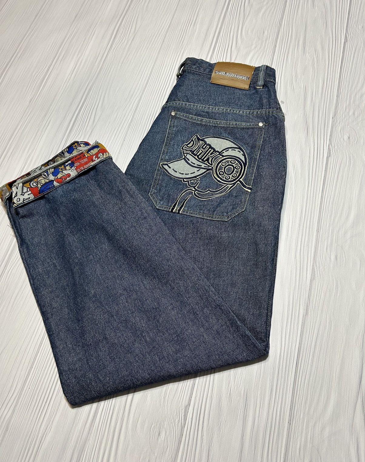 Rare SOHK School Of Hard Knocks Embroidered Logo Denim Pants