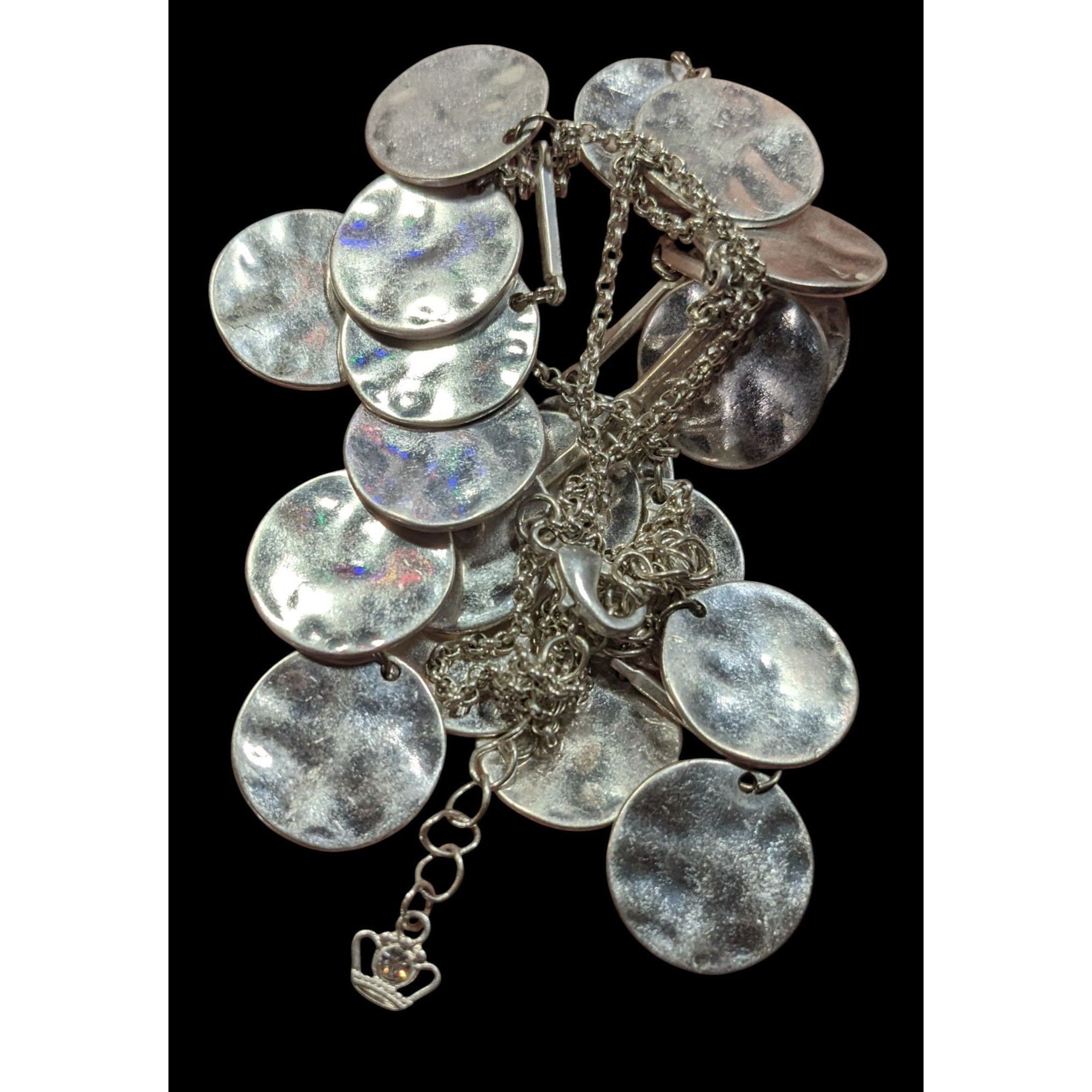 Other Premier Designs Hammered Silver Tone Disc Fringe Necklace Size ONE SIZE - 3 Thumbnail