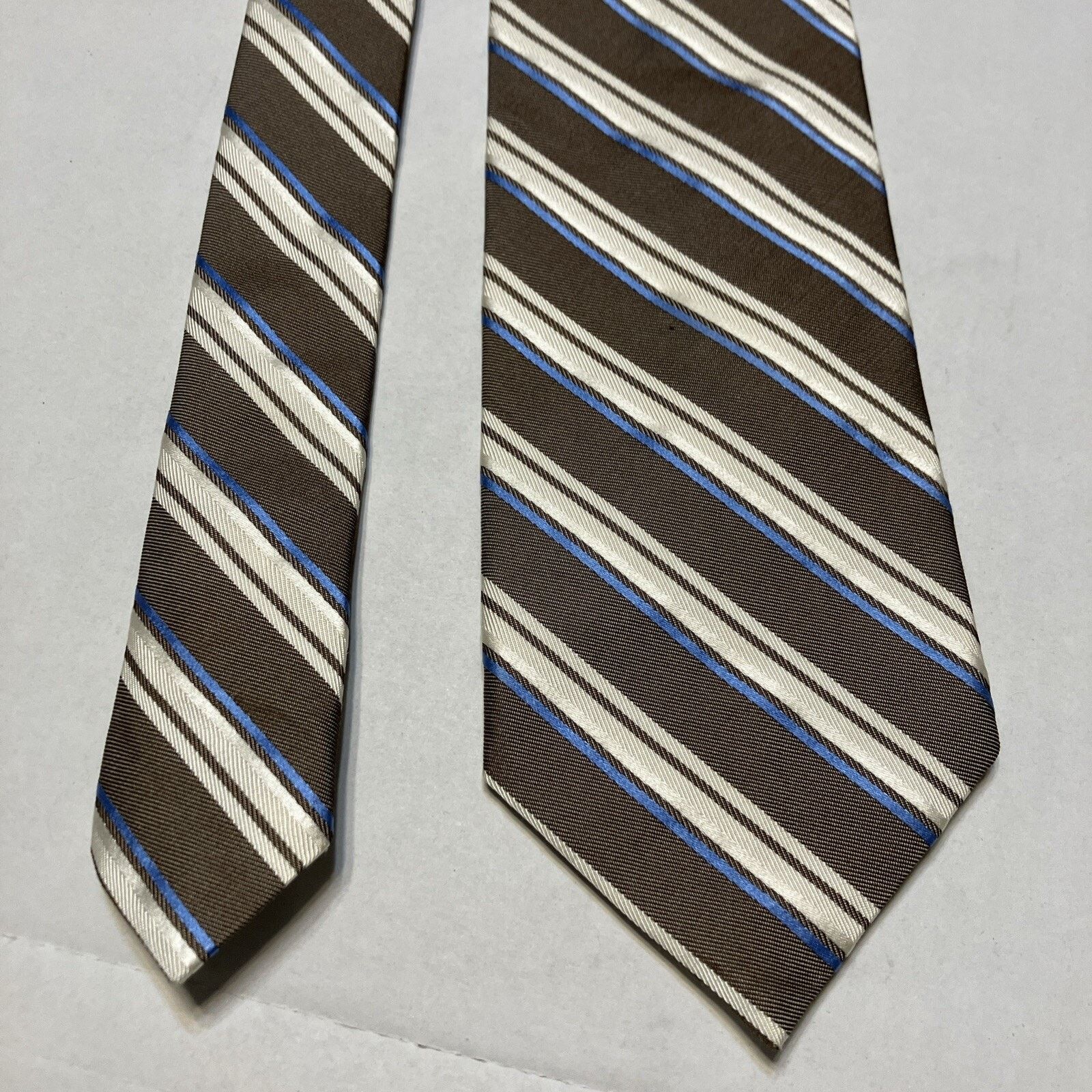 Brooks Brothers Brooks Brothers Tie Brown Blue Striped Business Formal Dance Size ONE SIZE - 8 Thumbnail