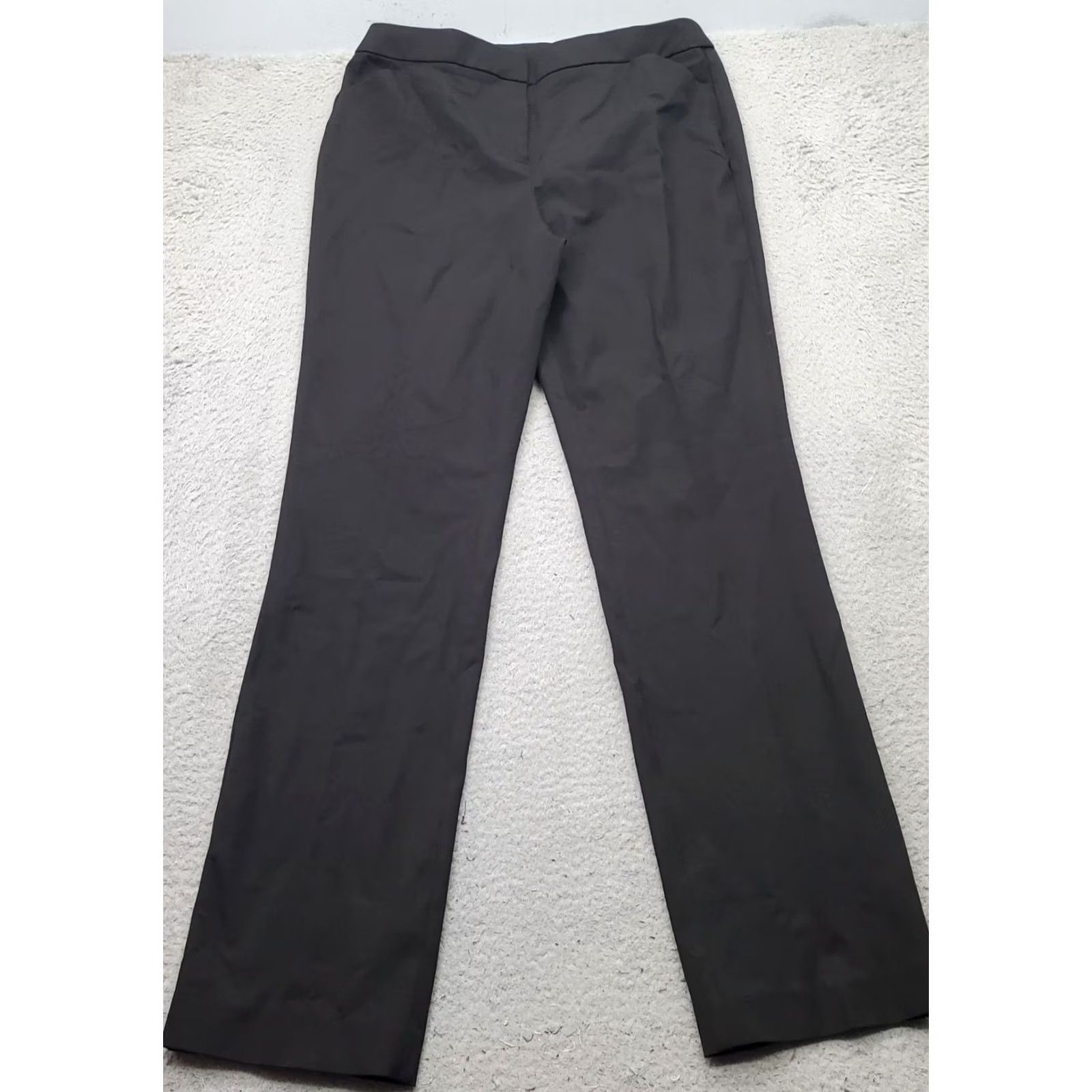 Vintage Chico's Dress Pants Women 10 Tall Black Cotton Flat Front Oxford Formal Straight Leg Womens Size 10T Pants Size 32" / US 10 / IT 46 - 2 Thumbnail