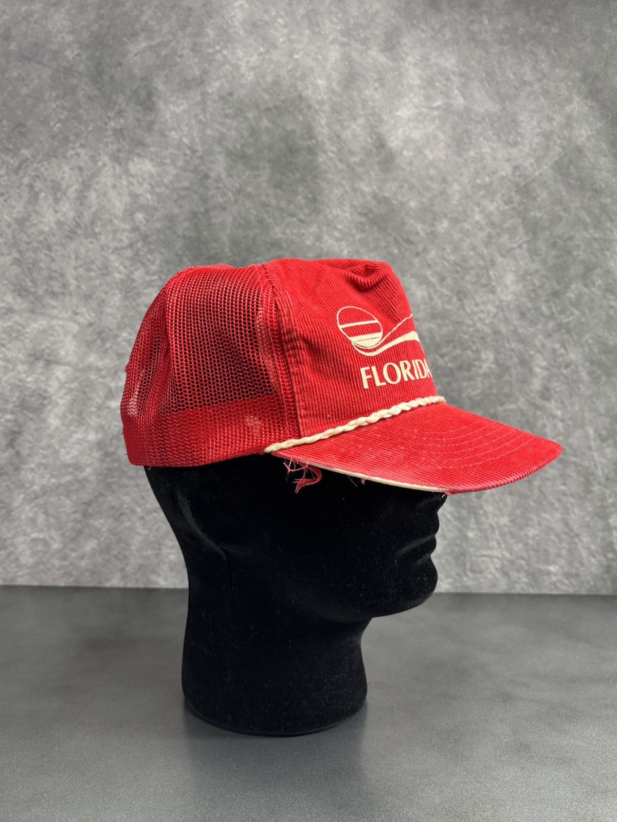 Vintage 1980s Vintage Corduroy Trucker Hat Mesh Snapback Thrashed Size ONE SIZE - 13 Thumbnail