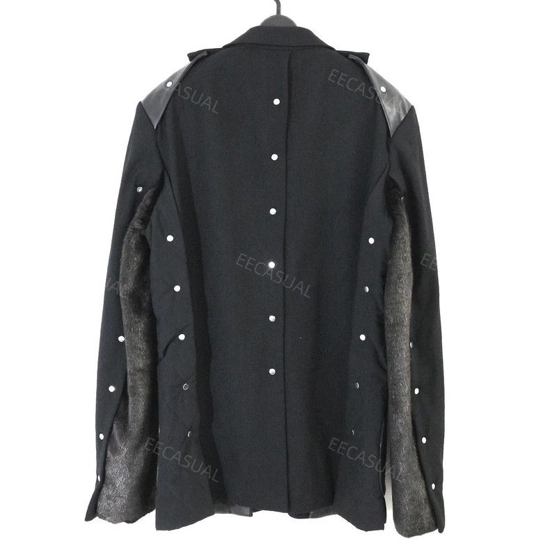 Comme des Garcons Comme Des Garcons Leather, fur, patchwork wool, studded bl Size US M / EU 48-50 / 2 - 3 Thumbnail