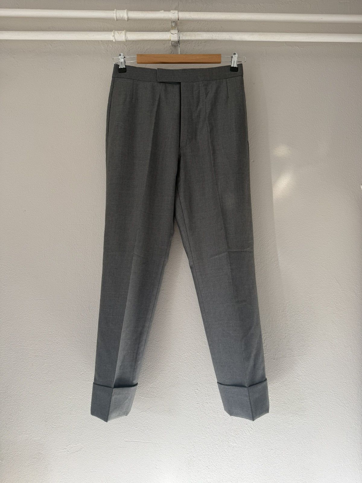 Thom Browne Runway Sample - Grey Wool Tailored Trousers with Cuffed Hem Size US 30 / EU 46 - 1 Thumbnail