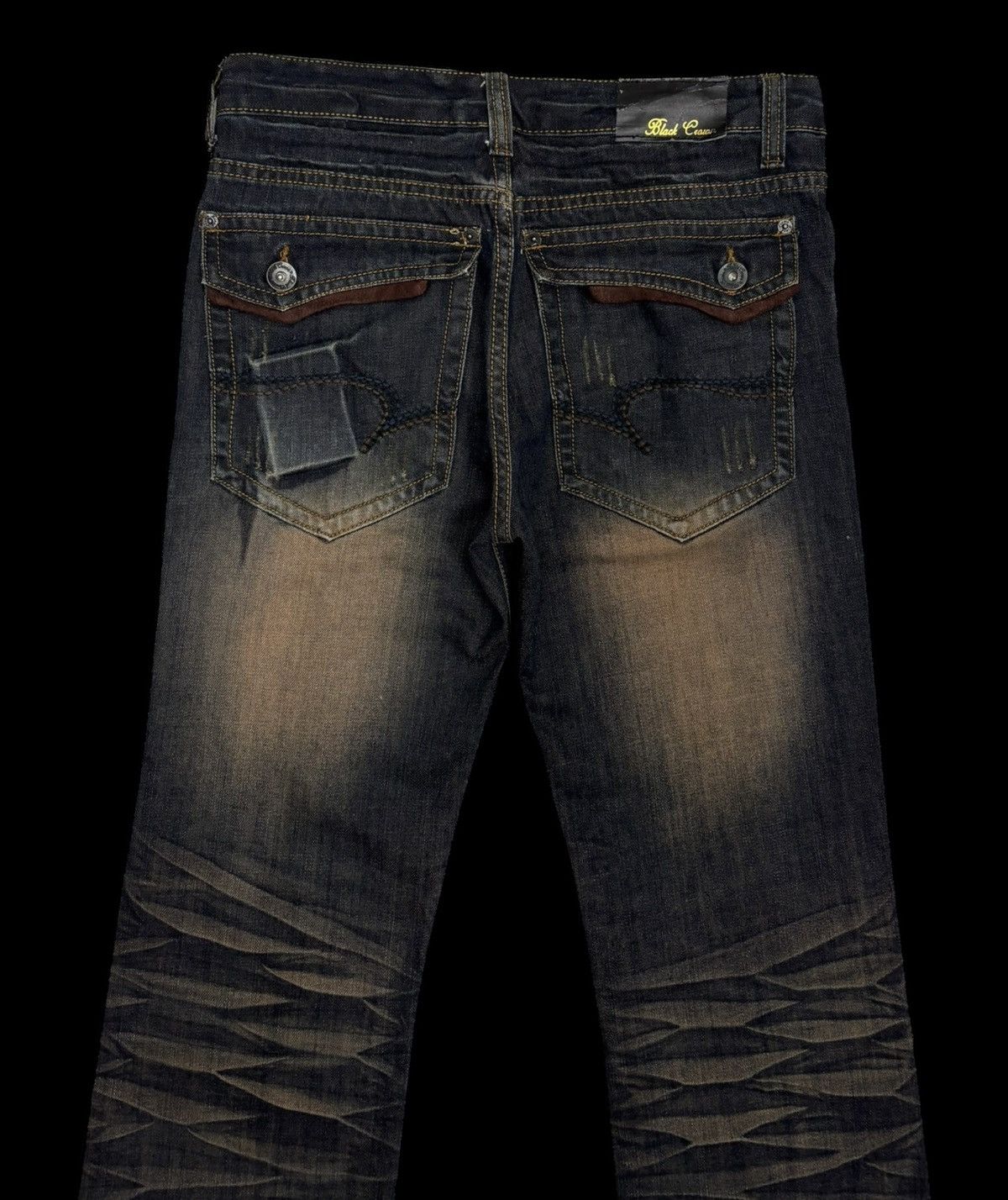 14th Addiction × KMRii × Yasuyuki Ishii 🔥FLARE JEANS WHISKER BLACK CROWN CLAW MARK DISTRESS JEAN Size US 32 / EU 48 - 8 Thumbnail