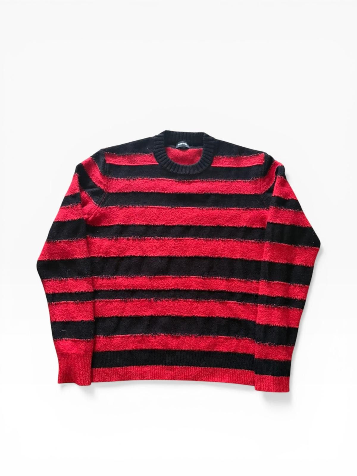 Diesel Diesel Striped Knit Sweater Red Black Wool Alpaca Sz M Size US M / EU 48-50 / 2 - 1 Thumbnail