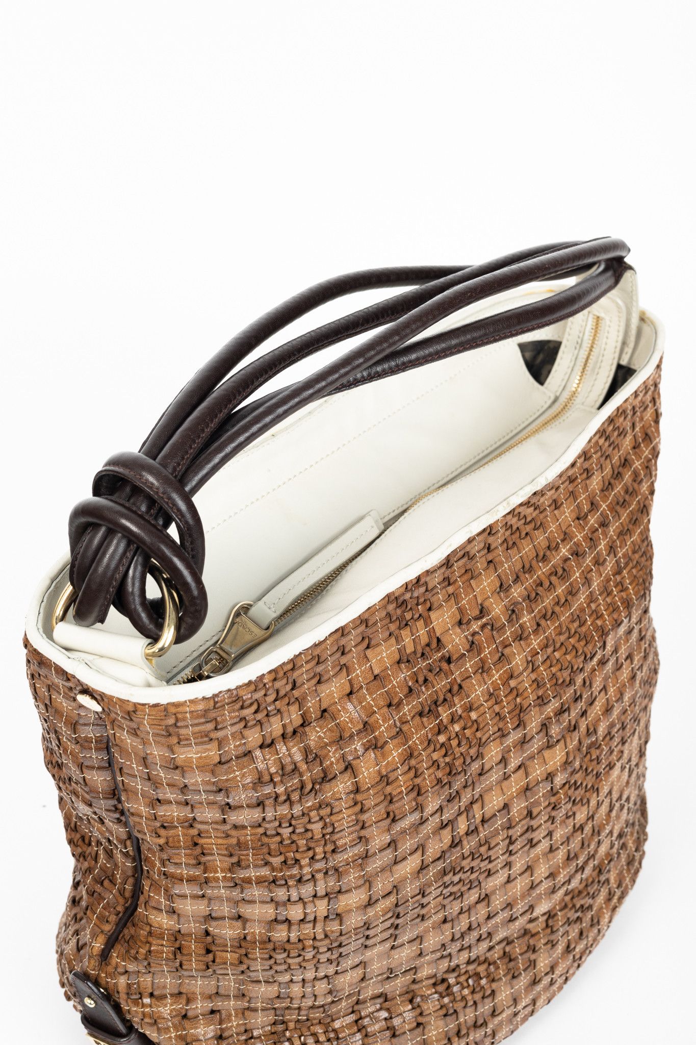 Escada Escada SS/14 Brown Woven-Leather Hobo Size ONE SIZE - 8 Thumbnail