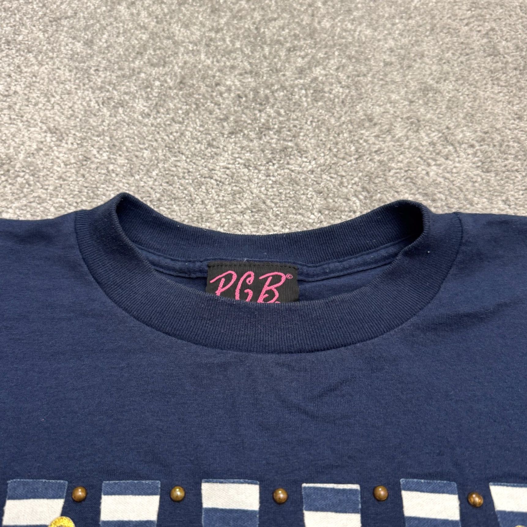 Vintage VINTAGE PCB Navy Blue Short Sleeve Crew Neck T-Shirt Womens Large 90s Nautical Retro Studded Graphic Top Size L / US 10 / IT 46 - 3 Thumbnail