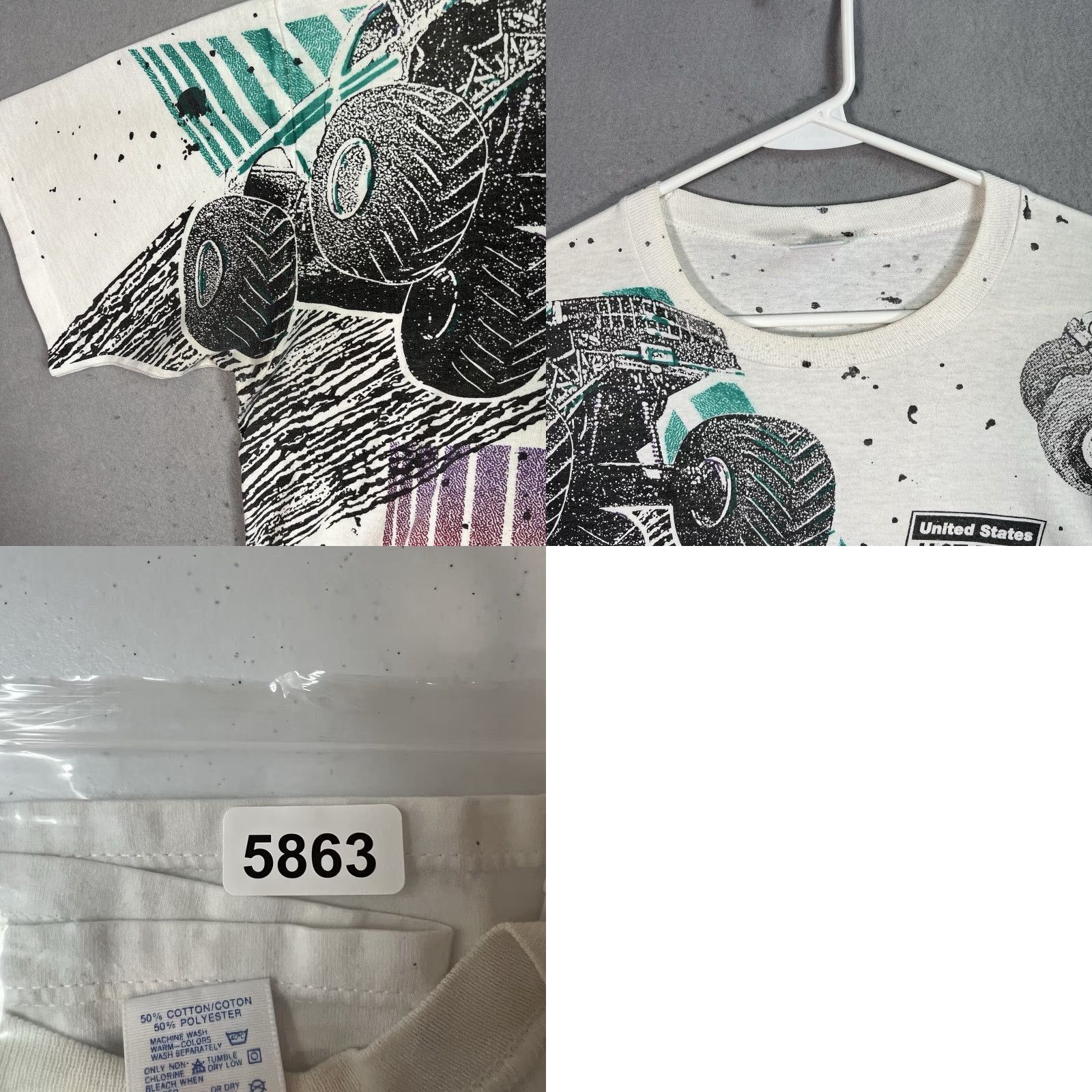 Jerzees VINTAGE United States Hot Rod Monster Truck T Shirt Mens XL White 90s Graphic Tee Shirt Mens XL White Monster Truck 1990s Size US XL / EU 56 / 4 - 8 Thumbnail