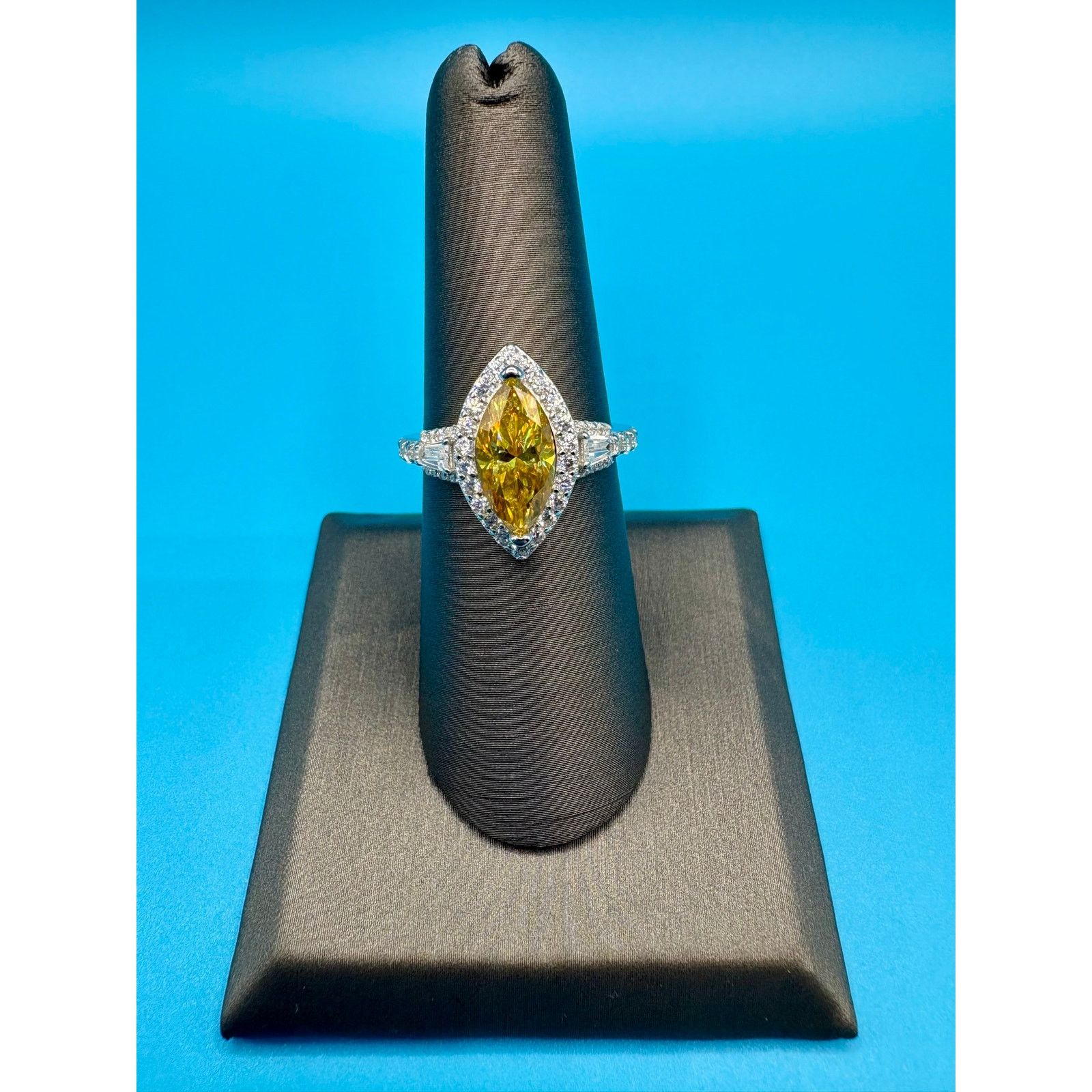 Jewelry Sz. 7 - 5CTW Citrine Marquise & White Moissanite 925 Silver Size ONE SIZE - 2 Thumbnail
