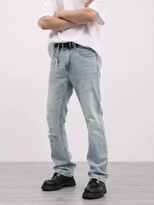 Jean distressed punk flared ripped jeans Size US 34 / EU 50 - 7 Thumbnail