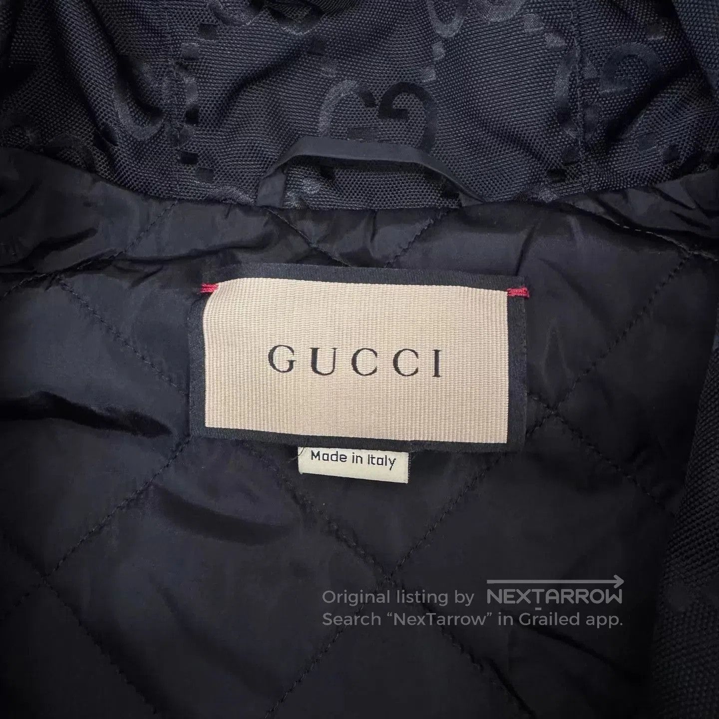 Gucci Black Hooded Patterned Light Jacket. Size US M / EU 48-50 / 2 - 5 Thumbnail