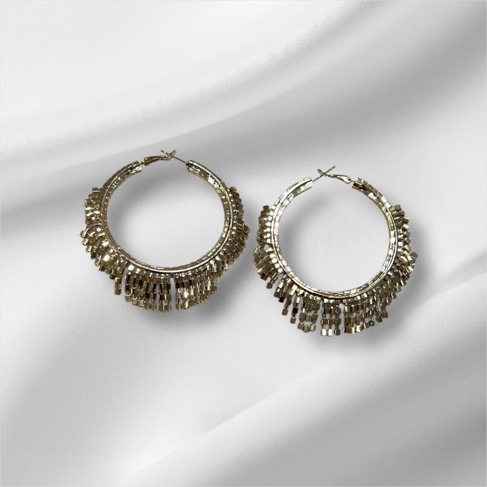 Designer Elegant Silver Hoop Earrings Size ONE SIZE - 3 Thumbnail