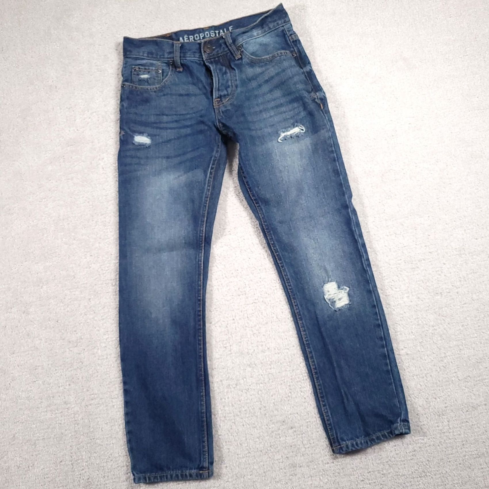 Vintage Aéropostale Jeans Slim Straight Denim 28/28 Distressed Button Fly Boys Mens Sized 28 Blue Denim Shirt? Size US 28 / EU 44 - 2 Thumbnail