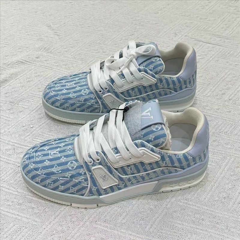 Louis Vuitton LV Trainer Blue White Striped Sneakers Size US 7 / EU 40 - 1 Preview