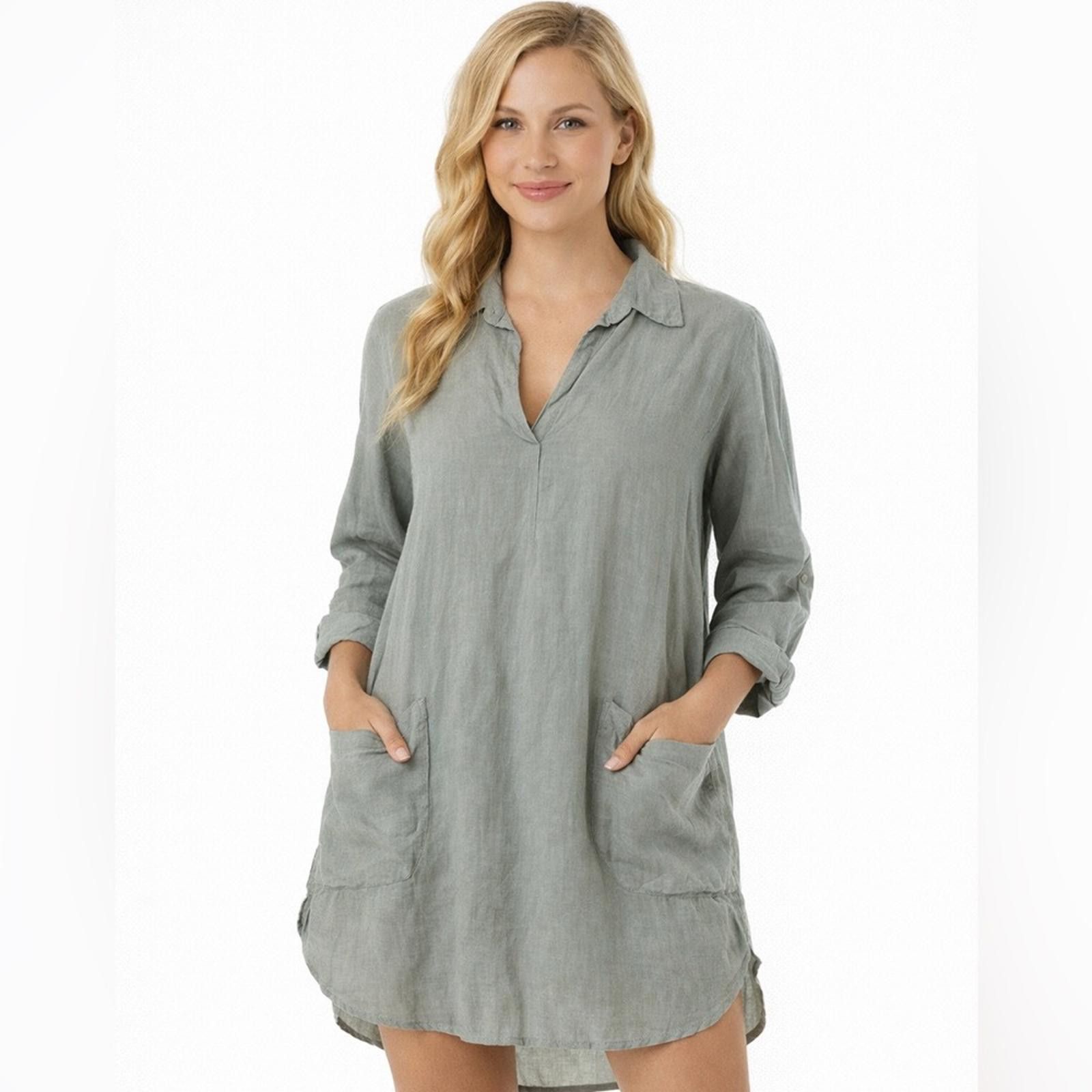 Other Fresh Laundry Linen Tunic Dress Pockets Long sleeve Gray Size M / US 6-8 / IT 42-44 - 1 Thumbnail