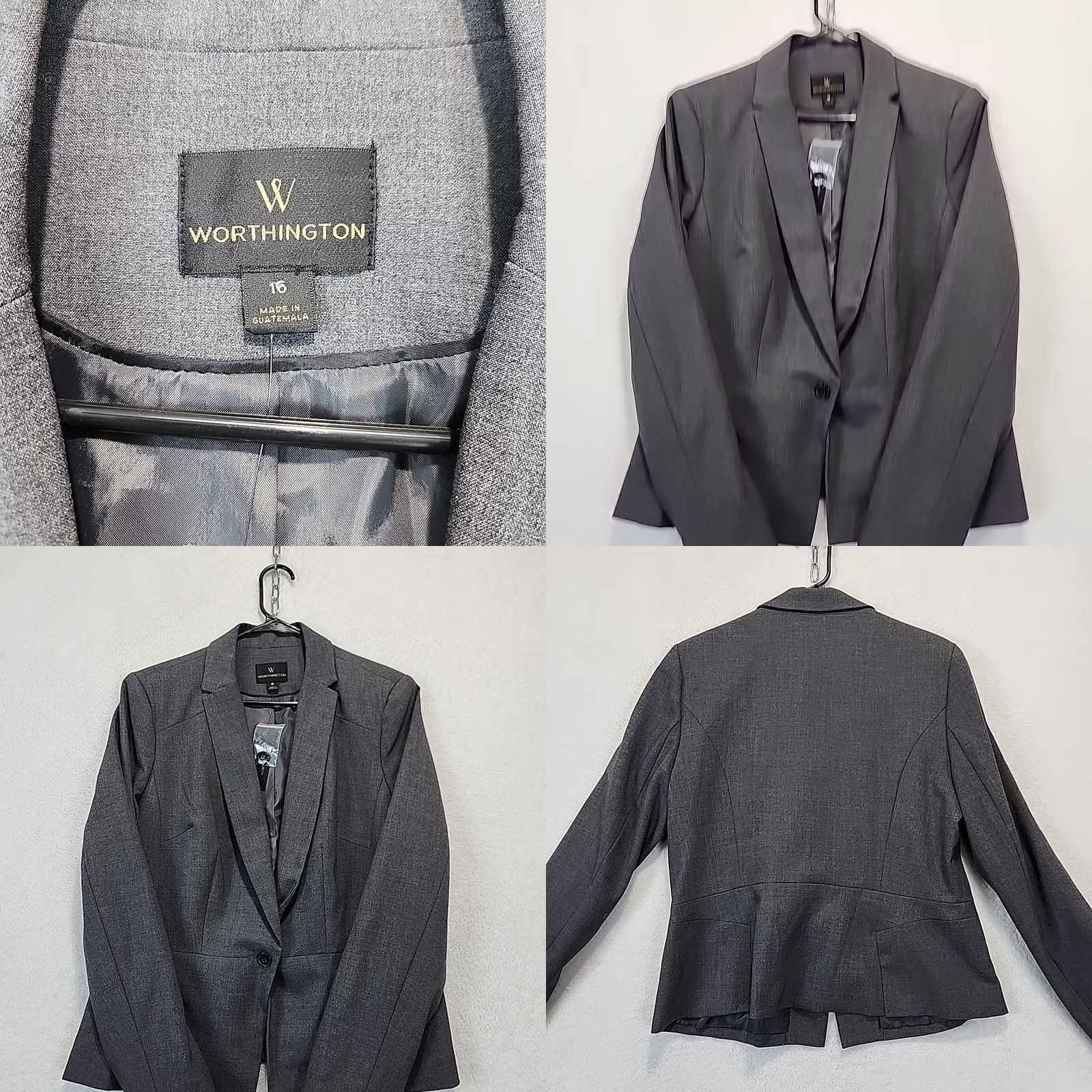 Worthington Worthington Blazer Jacket Women's Size 16 Admiral Grey Heather Lined Short Sleeve Single-Breasted Women Mens? Size XXL / US 16-18 / IT 52-54 - 8 Thumbnail