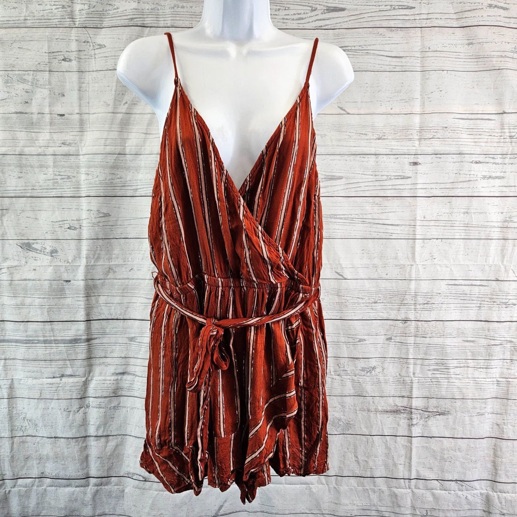Loft LOFT Beach Romper Womens Belted Striped Sleeveless M Multicolor Spaghetti Strap One-Piece Artwear? Size 32" / US 10 / IT 46 - 2 Thumbnail