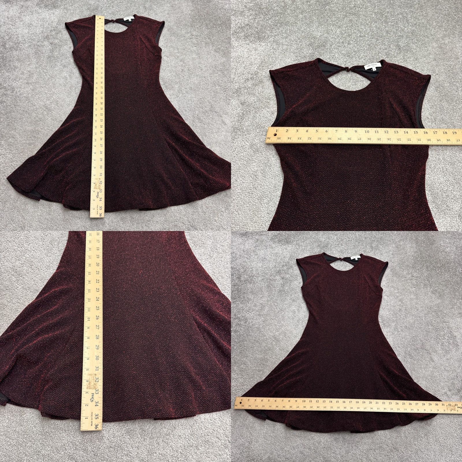 Vintage Les Petites Paris Metallic Backless Sparkle Midi A-Line Dress Womens Medium Red Size M / US 6-8 / IT 42-44 - 8 Thumbnail