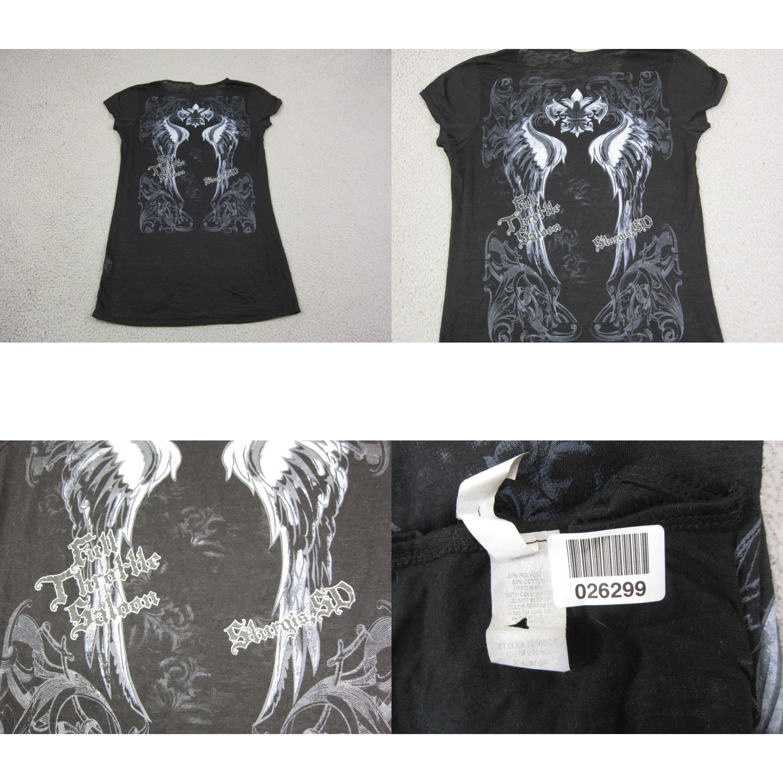 Vintage VINTAGE Sturgi Shirt Womens XL Black Saloon Biker Studs Y2K Tattoo Liberty Wear Top Shirt T-Shirt 90s Womens XL Black Size XL / US 12-14 / IT 48-50 - 9 Thumbnail
