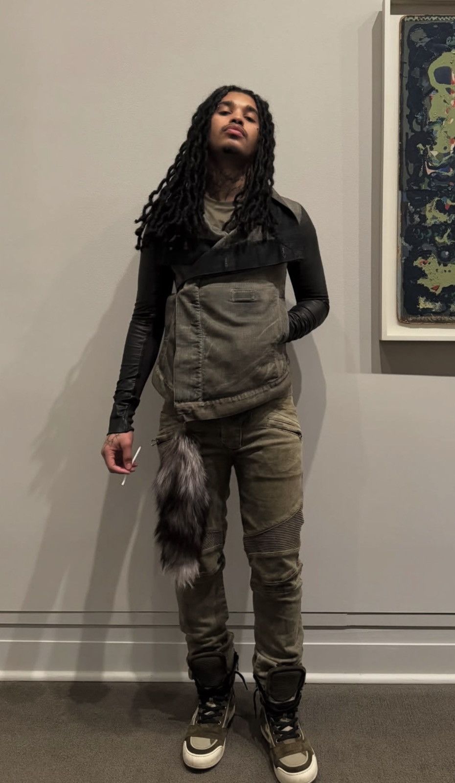 Rick Owens Rick Owens SS10 “Dust” Leather Sleeve Jacket Size L / US 10 / IT 46 - 8 Thumbnail