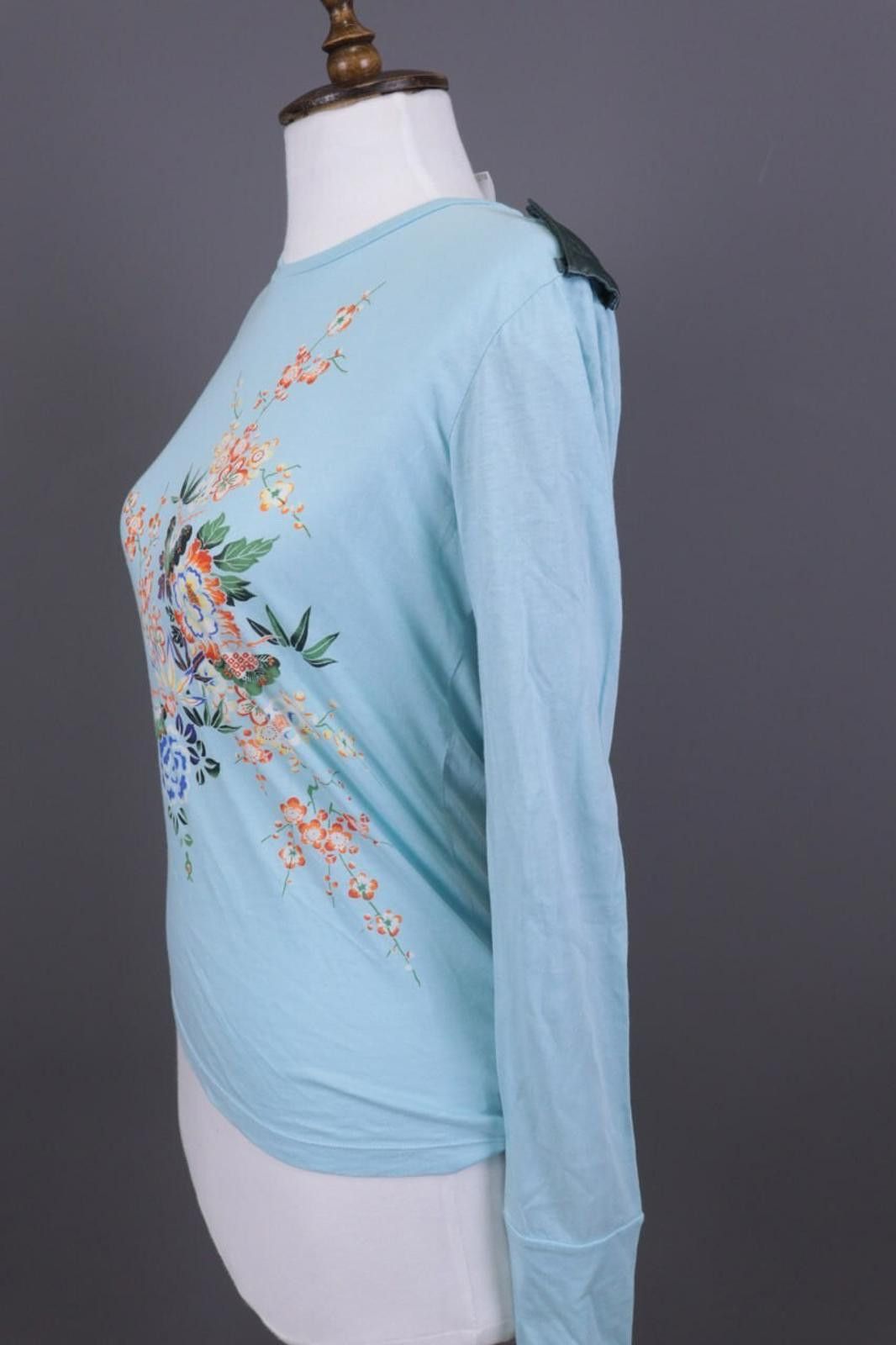 Custo Barcelona CUSTO BARCELONA Blue Floral Stretch Top Shirt Size 4 Size S / US 4 / IT 40 - 6 Thumbnail