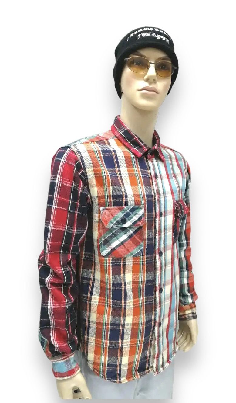 Japanese Brand ALCARZA Hybrid Tartan Checkered Classic Fit Heavy Flannel Size US L / EU 52-54 / 3 - 3 Thumbnail
